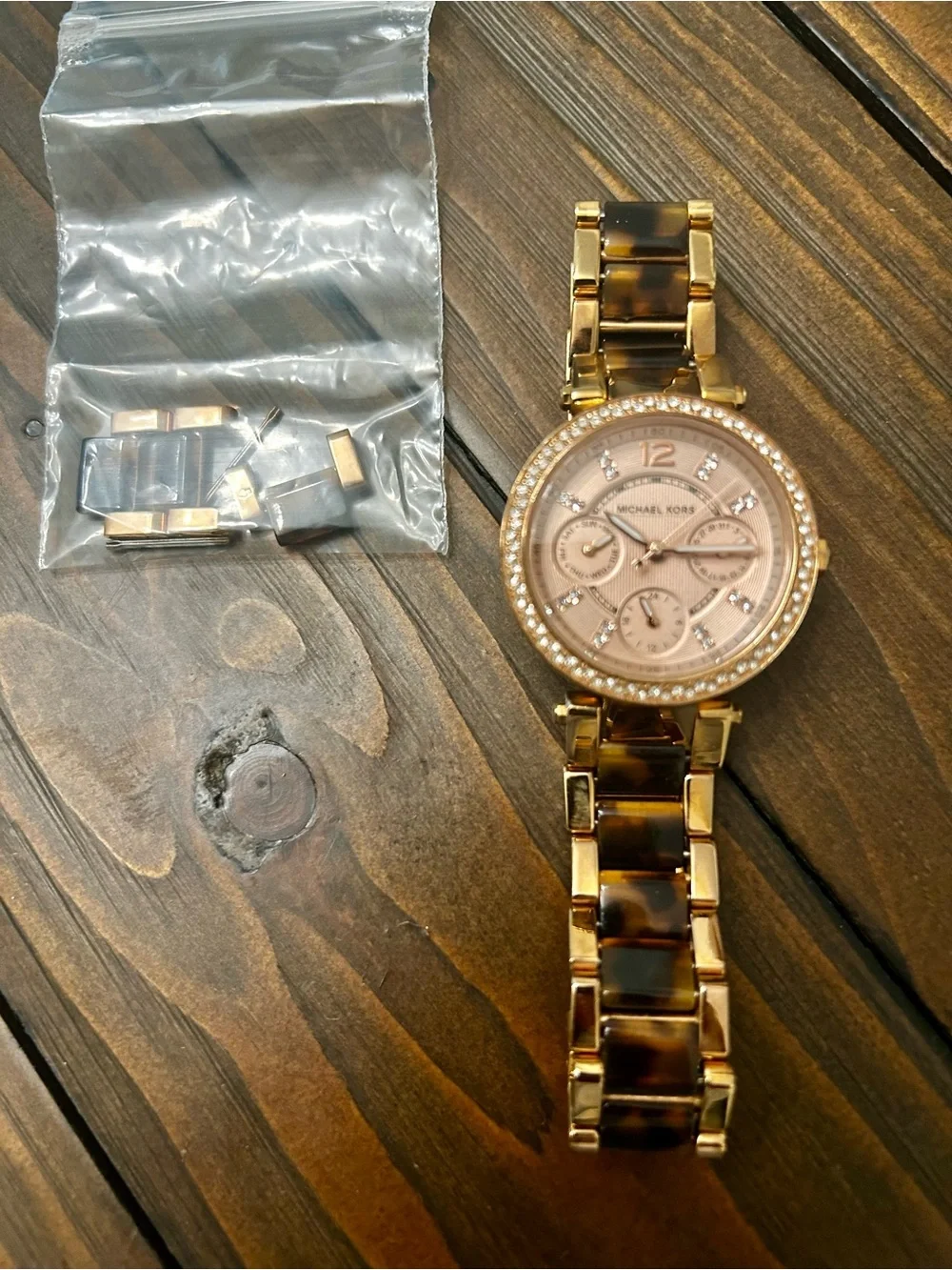 Michael Kors Rose Gold Tortoiseshell Link Watch